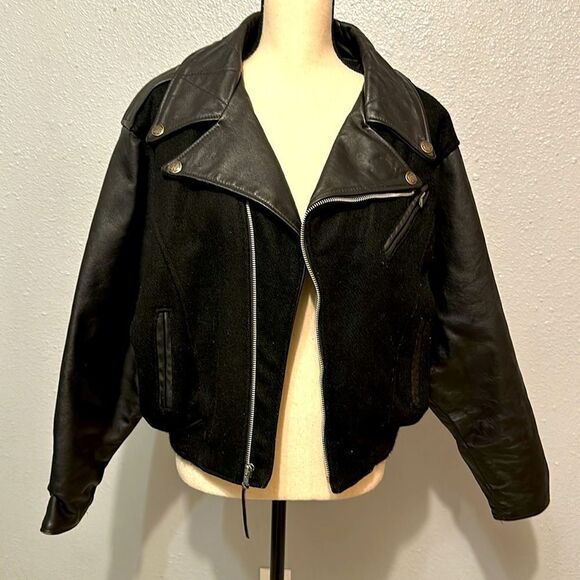 Harley Davidson women’s bomber wool leather jacket size L - Picture 7 of 12